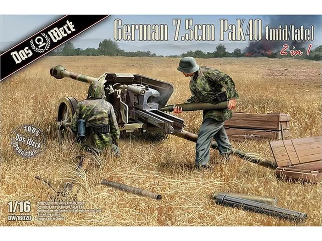 プラモデル　1/16 ドイツ軍 7.5cm PaK40 (中/後期型) 2 in 1 [USCDW16020]