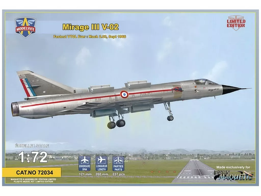 プラモデル　1/72 ミラージュIIIV-02 試作戦闘機 世界最速垂直離着陸機 [MDV72034]