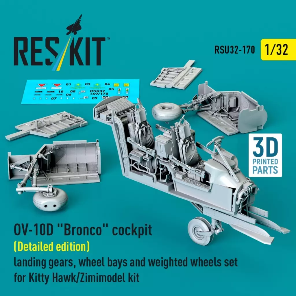 プラモデル　1/32 OV-10D コックピット w/立体計器盤・コンソール ＆ 着陸装置セット (キティーホーク用) ディティールアップパーツ [RSKU32-0170]