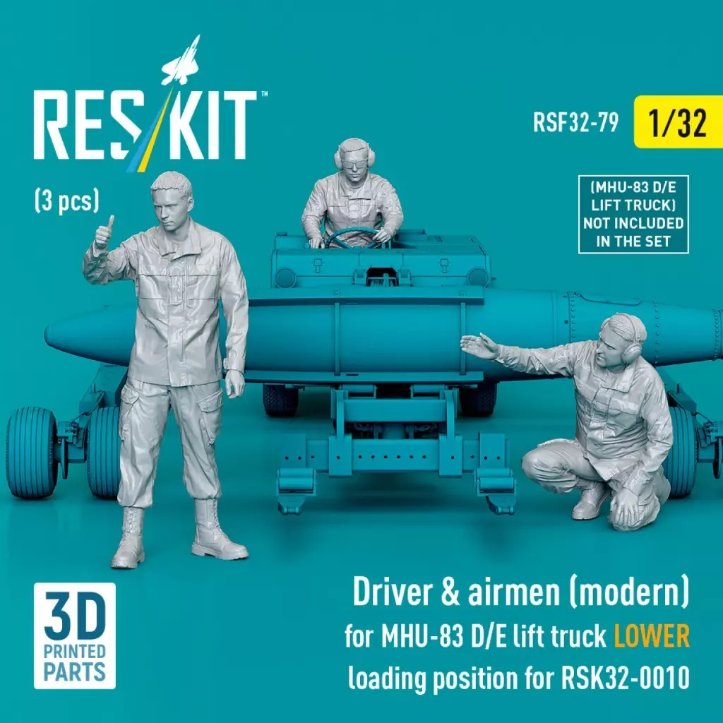 プラモデル　1/32 MHU-83D/E (後期型) 爆弾ローダー (ローポジション) 現用クルー (3体入、レスキット RSKS32-0010用) ディティールアップパーツ [RSKF32-0079]