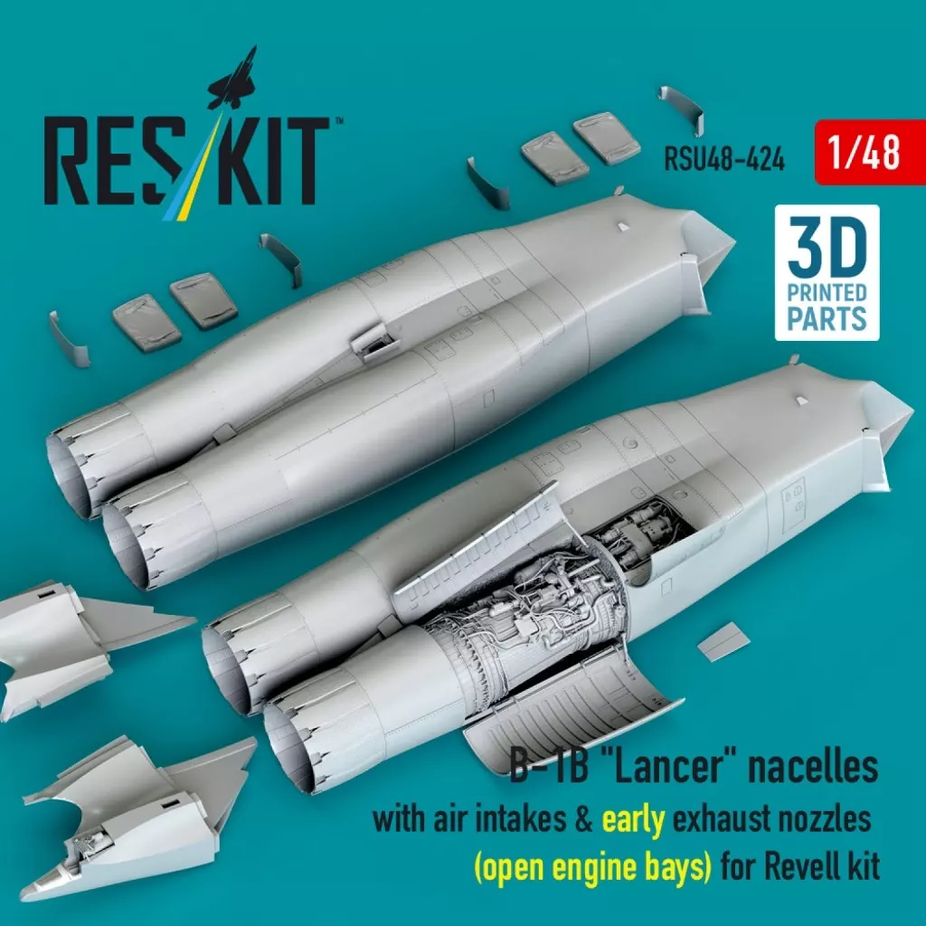 プラモデル　1/48 B-1B ランサー エンジンナセル (初期アフターバーナー、開状態点検パネル) (レベル用) ディティールアップパーツ [RSKU48-0424]