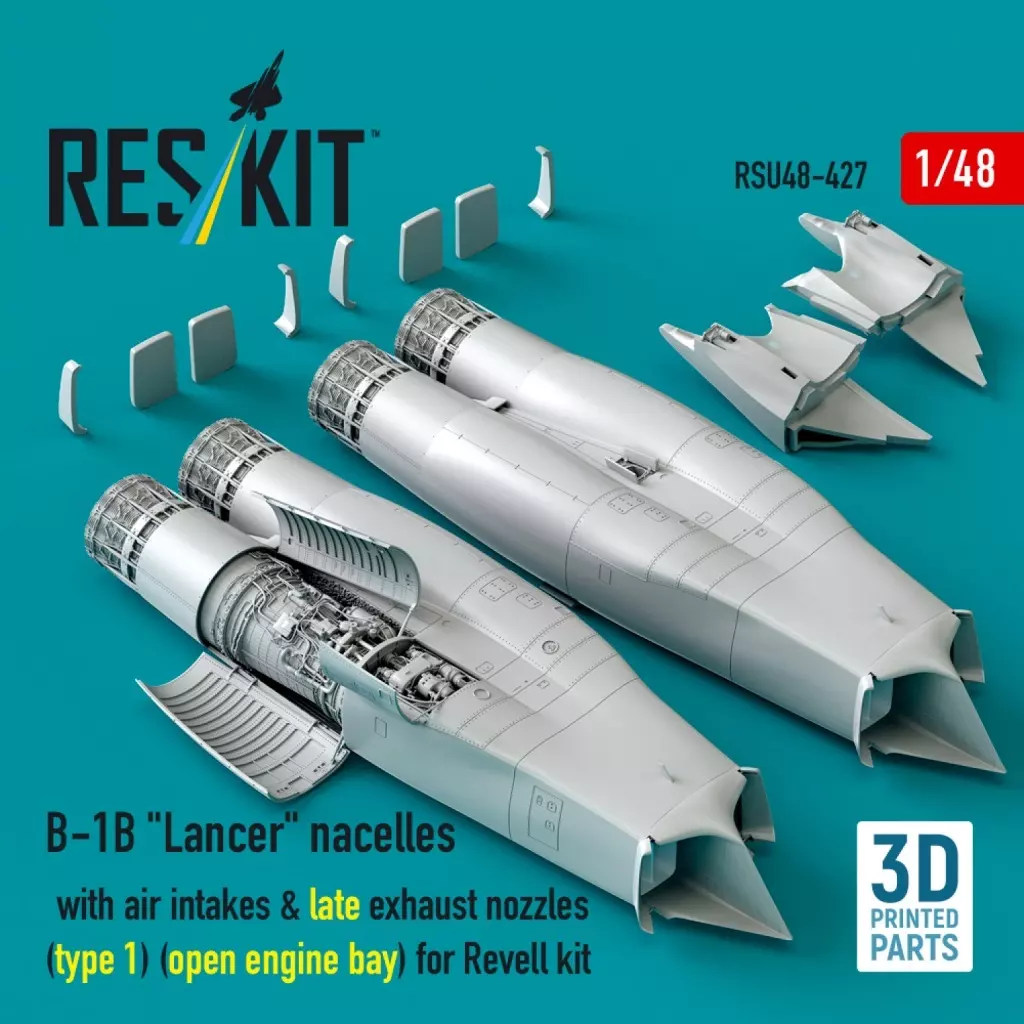 プラモデル　1/48 B-1B ランサー エンジンナセル (後期アフターバーナー1、開状態点検パネル) (レベル用) ディティールアップパーツ [RSKU48-0427]