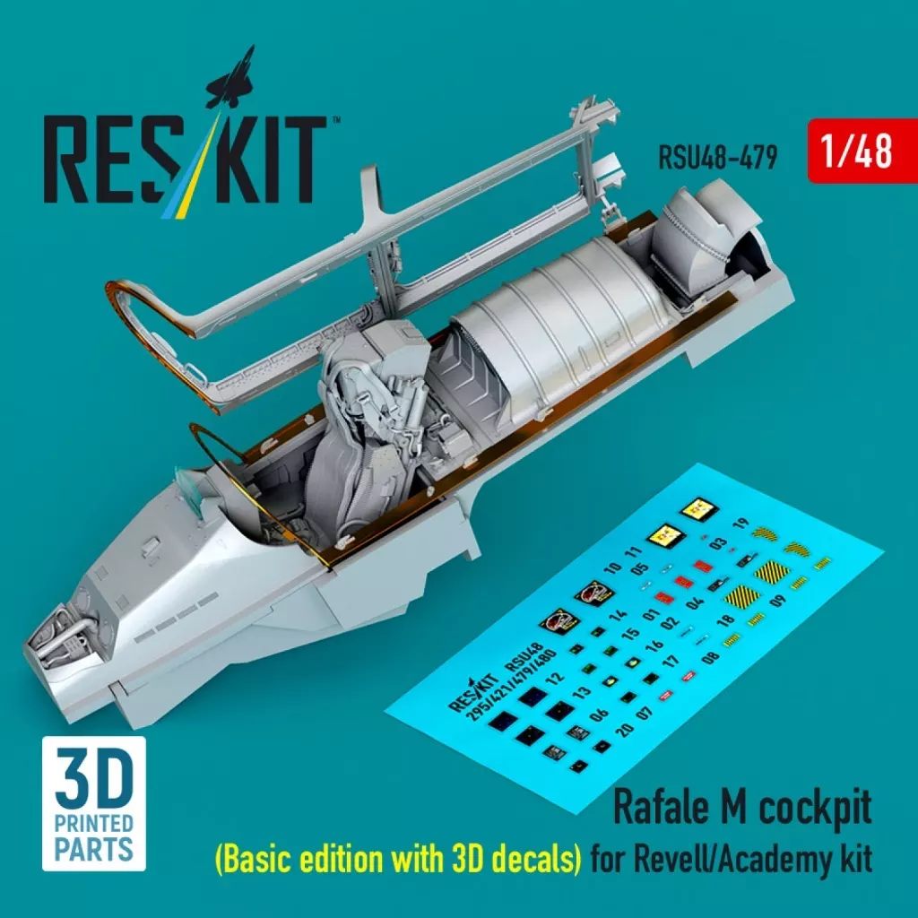 プラモデル　1/48 ラファールM コックピット w/3D内装デカール (レベル/アカデミー用) ディティールアップパーツ [RSKU48-0479]