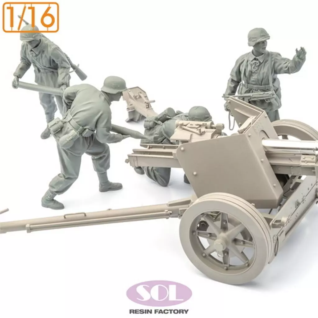 1/16 WWII ドイツ 対戦車砲兵チームセット(4体入) 3Dプリンター製ガレージキット [MM890]