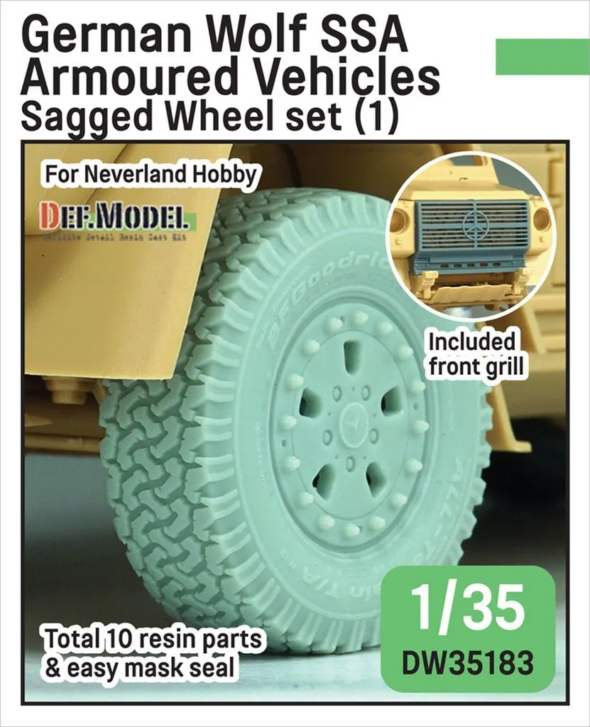 1/35 現用 ドイツ ウルフSSA 自重変形タイヤセット(1) フロントグリル