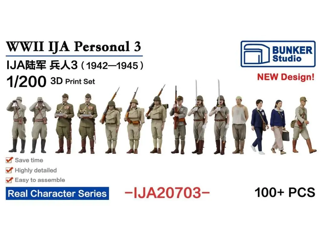 1/200 日本陸軍 フィギュアセット 3 (1942～1945) 3Dプリンター製