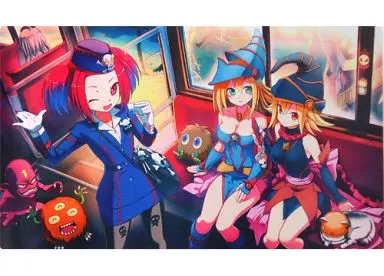 【遊戯王】プレイマット デスガイド&ブラックマジシャンガール&ガガガガール(くろぶた月刊) COMIC1☆8/天秤を揺らす女