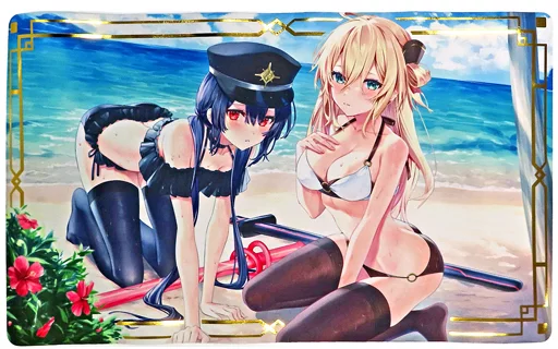 【遊戯王】箔押し仕様プレイマット 水着閃刀姫(由夜) C100/ミッドナイトブルー