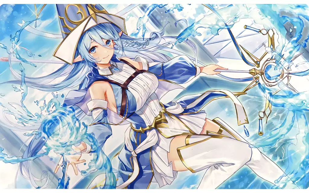 【遊戯王】プレイマット 聖殿の水遣い 笑顔(由夜) サンシャインクリエイション2021 Autumn/ミッドナイトブルー