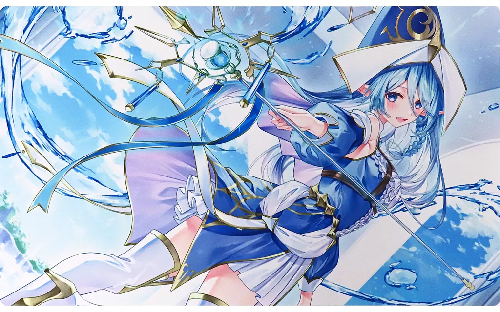 【遊戯王】プレイマット 聖殿の水遣い(由夜) C101/ミッドナイトブルー