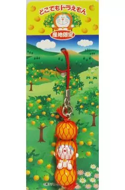 ドラえもん(みかん/ネット) 根付け(レッド)「どこでもドラえもん」産地限定