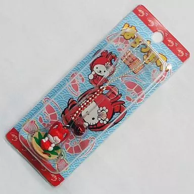キティ(伊勢海老/ザル) 根付け(レッド×シルバー) ｢ハローキティ」 三重限定