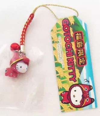 キティ(赤べこ/首振り) 根付け(レッド/ゴールド) 「ハローキティ」 福島限定