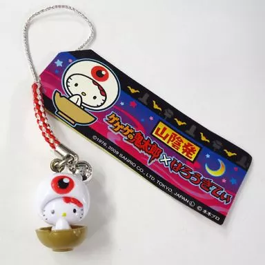 キティ(目玉おやじ) 根付け(レッド×シルバー) 「ゲゲゲの鬼太郎×ハローキティ」 山陰限定