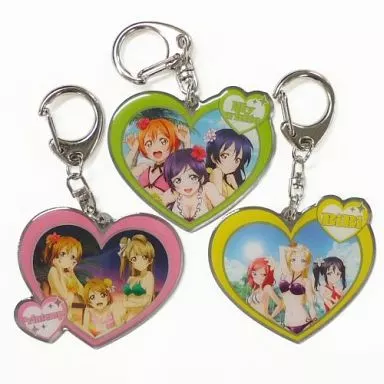 ラブライブ! μ’s ユニットシングルジャケットイラストハート型キーホルダー3個セット 「CD Music S.T.A.R.T!! BD付超豪華盤」 封入特典