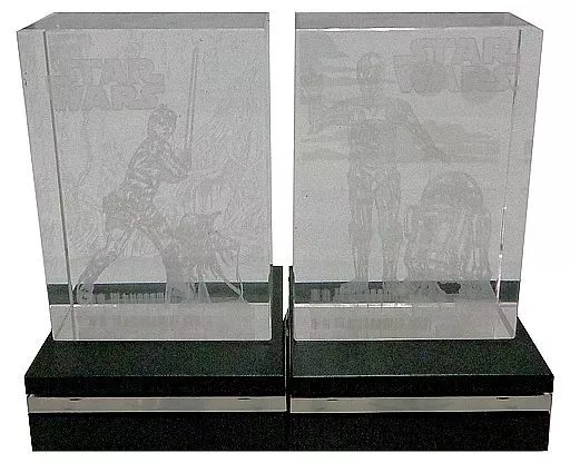 STAR WARS プレミアムLED台座付　クリスタルコレクションVol1 駿河屋 -<中古>全2種セット プレミアムLED台座付クリスタル