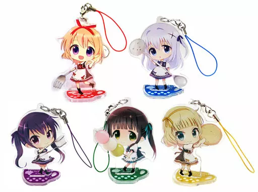全5種セット 「ご注文はうさぎですか?? スタンド付きアクリルストラップ」 ローソン限定