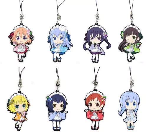 全8種セット ラバーストラップ きゅんキャラいらすとれーしょんず 「一番くじ ご注文はうさぎですか??～和カフェ、はじめました!～」 J賞