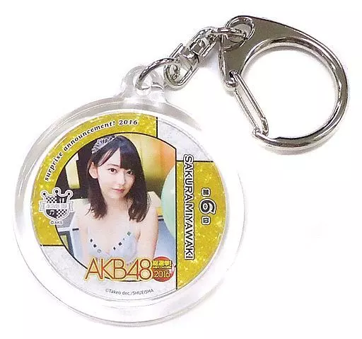 宮脇咲良(HKT48) ミニコースターキーホルダー(総選挙!水着サプライズ2016) AKB48 CAFE＆SHOP 2016夏のキャンペーン特典