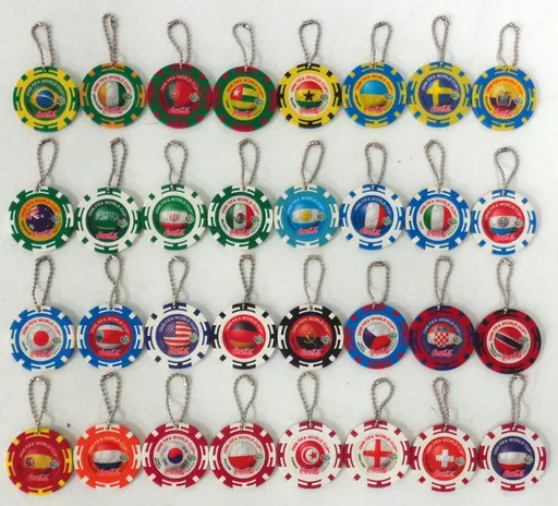全32種セット カジノチップキーホルダー 「2006年W杯 コカ・コーラ チャレンジチップキャンペーン」