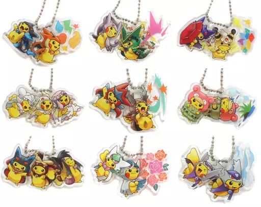 全9種セット 「ポケットモンスター ダイカットアクリルチャームコレクション メガポンチョを着たピカチュウ」 ポケモンセンター限定