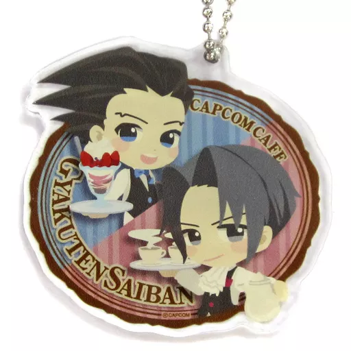 成歩堂龍一＆御剣怜侍 「CAPCOM CAFE×逆転裁判 アクリルキーホルダー」（チェーン欠品）