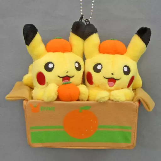 キーホルダー・マスコット(キャラクター)　ペアピカチュウとえひめみかん マスコット 「ポケットモンスター」 ポケモンストア エミフルMASAKI店限定