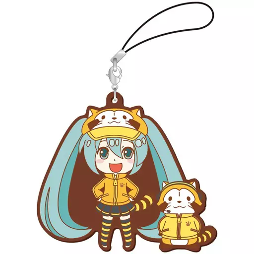 初音ミク＆ラスカル(腰に手) おっきめラバーストラップ 「初音ミク×あらいぐまラスカル 2018」