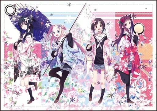 ハナヤマタ　パスケース　合皮 駿河屋 -<新品/中古>A.横イラスト 合皮パスケース 「ハナヤマタ