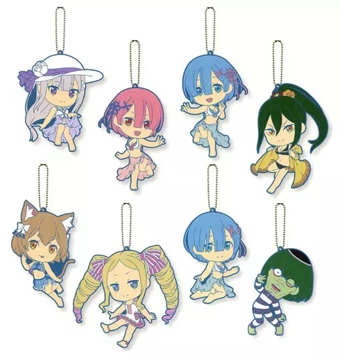 全8種セット ビッグラバーキーホルダー きゅんキャラいらすとれーしょんず 「一番くじ Re：ゼロから始める異世界生活-夏だ!海だ!異世界召喚!-」 F賞