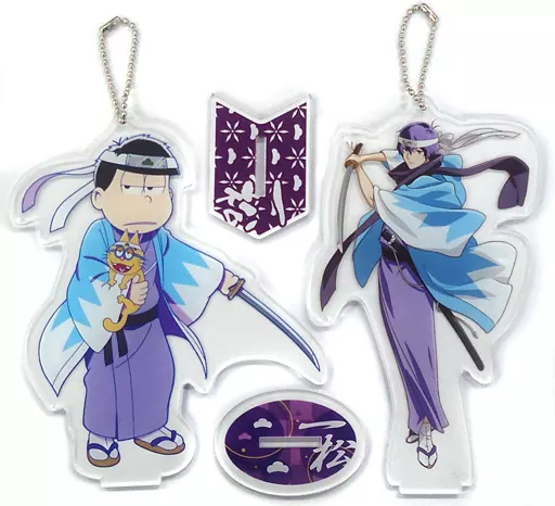 一松 スタンド付きビッグアクリルキーホルダーセット～武士ver.～ 「セガコラボカフェ おそ松さん」