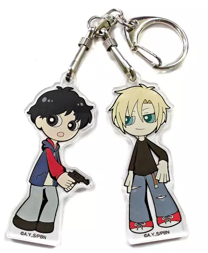 アッシュ・リンクス＆奥村英二(拳銃ver.) 「BANANA FISH DINER in SWEETS PARADISE SDトレーディングペアキーホルダー」