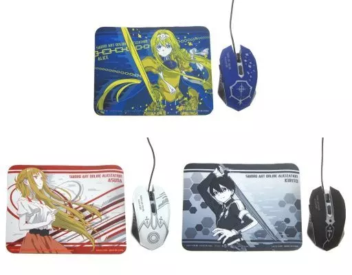 ソードアート・オンライン 光るマウス＆マウスパッド 3種 駿河屋 -<中古>全3種セット 光るマウス＆マウスパッド 「ソードアート