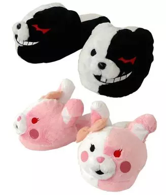 ダンガンロンパ　モノクマ未開封スリッパ 駿河屋 -<中古>全2種セット モノクマ・モノミぬいぐるみスリッパ