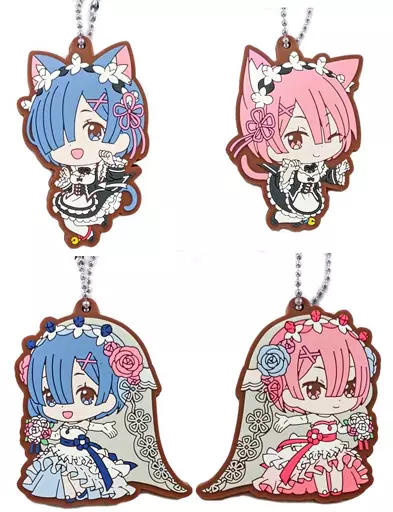 全4種セット ラバーマスコット 「ガシャポンくじ Re：ゼロから始める異世界生活あそーと レム＆ラム 2」 B賞