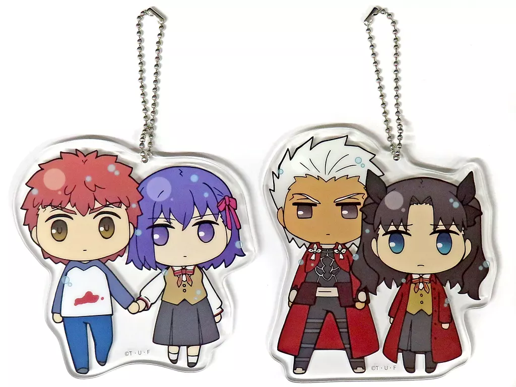 士郎＆桜/凜＆アーチャー 描きおろしSDアクリルチャーム2個セット 「C96 Fate/stay night レイン～士郎と桜、雨の中の二人～セット」