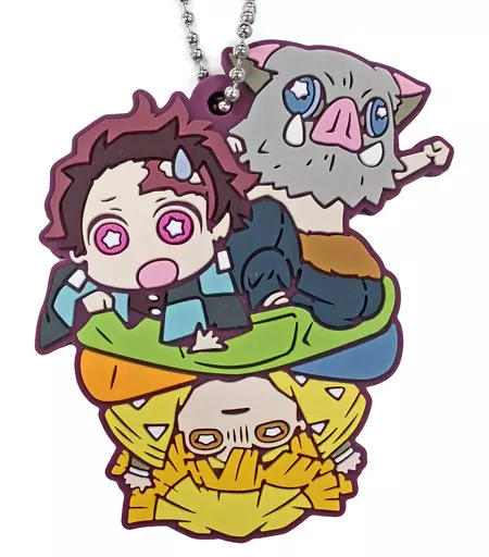 竈門炭治郎＆我妻善逸＆嘴平伊之助 「鬼滅の刃 キャラばんちょうこう ラバーマスコット 肆ノ型」
