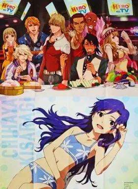 両面B2ポスター(八つ折) 「TIGER＆BUNNY/アイドルマスター」 アニメディア2011年9月号付録