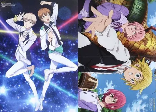 両面A3ピンナップ(二つ折り) 星谷悠太&那雪透/メリオダス&ゴウセル&ギルサンダー 「スタミュ/七つの大罪 聖戦の予兆」 アニメディア2016年9月号綴じ込み付録_image