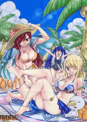 新品　FAIRY TAIL ルーシィ＆エルザ＆ウェンディ B2タペストリー シワ有】FAIRY TAIL ルーシィ・エルザ・ウェンディ B賞 B2タペストリー