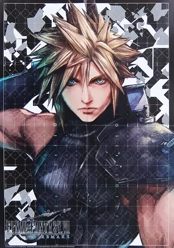 A2サイズ クラウド・ストライフ 「ファイナルファンタジーVII リメイク マテリアル アルティマニア＆ミッドガルのあるきかた＆エンブレムマグカップセット」 購入特典