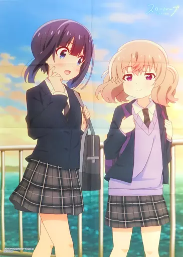 アニメ描き下ろしイラスト使用B2布 海凪ひより＆吉永恋 「Blu-ray/DVD スローループ」 アニメイト全巻購入特典_image