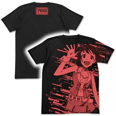 THE IDOLM＠STER 天海春香オールプリントTシャツ ブラック サイズM