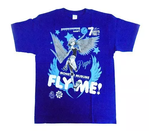 C90モンスター娘のいる日常 ミーア Tシャツ Lサイズ 駿河屋 -<中古>FLY ME 7 DAYS TEE(Tシャツ) ジャパンブルー