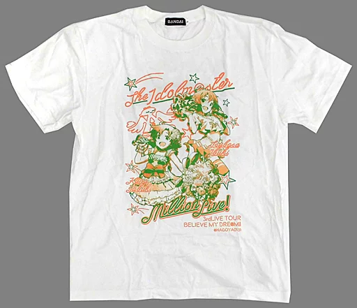 矢吹可奈＆伊吹翼 EXTRA Tシャツ(＠NAGOYA0131) ホワイト×オレンジ Lサイズ 「THE IDOLM＠STER MILLION LIVE! 3rdLIVE TOUR BELIEVE MY DRE＠M!!」 名古屋公演限定