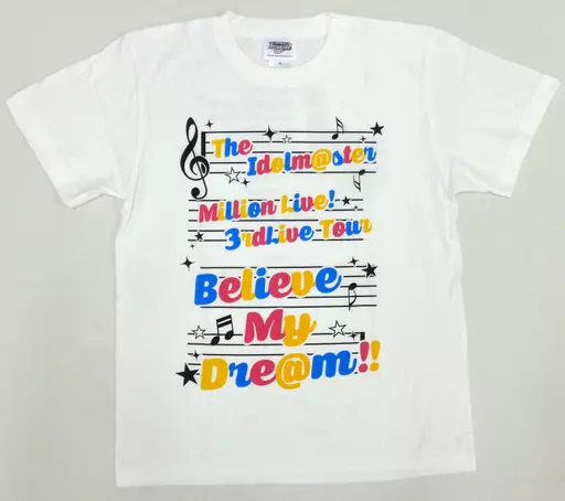 アイドルマスターミリオンライブ!3rdライブ 公式Tシャツ ホワイト Sサイズ 「THE IDOLM＠STER MILLION LIVE! 3rdLIVE TOUR BELIEVE MY DRE＠M!!」