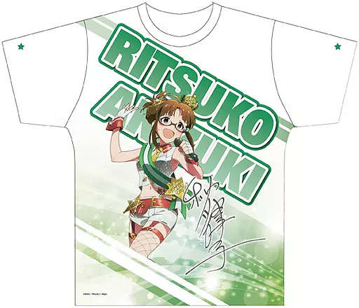 秋月律子 両面フルグラフィックTシャツ ホワイト×グリーン Mサイズ 「アイドルマスター ミリオンライブ!」