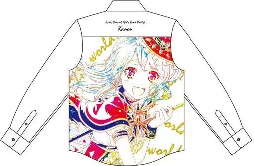 衣類　松原花音 Ani-Art フルグラフィックカジュアルシャツ ホワイト ユニセックス Sサイズ 「BanG Dream! ガールズバンドパーティ!」