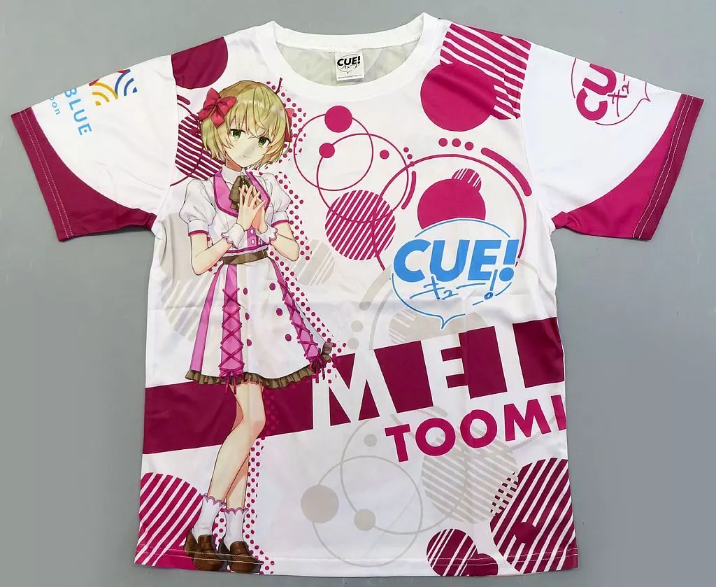 衣類　遠見鳴 フルグラフィックTシャツ フルカラー フリーサイズ 「CUE!(キュー) 1st Party Hello! beautiful tomorrow!」