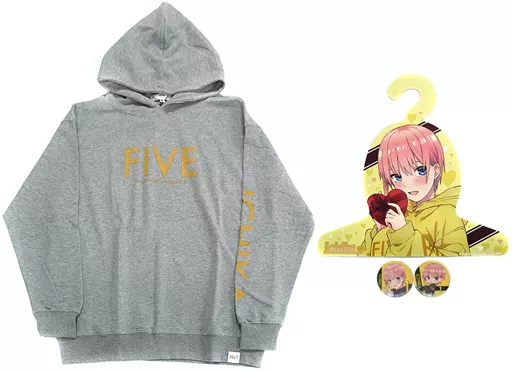 FIVEパーカー　一花　缶バッジハンガー付き 駿河屋 -<中古>中野一花 FIVEパーカー(キャラハンガー＆缶バッジ2個